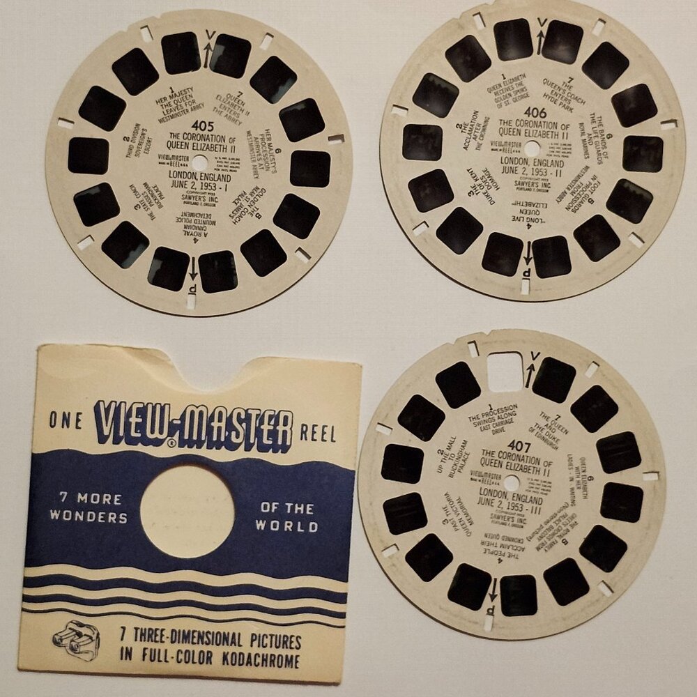 VINTAGE View Master The Coronation of Queen Elizabeth II Lot of Three Reels